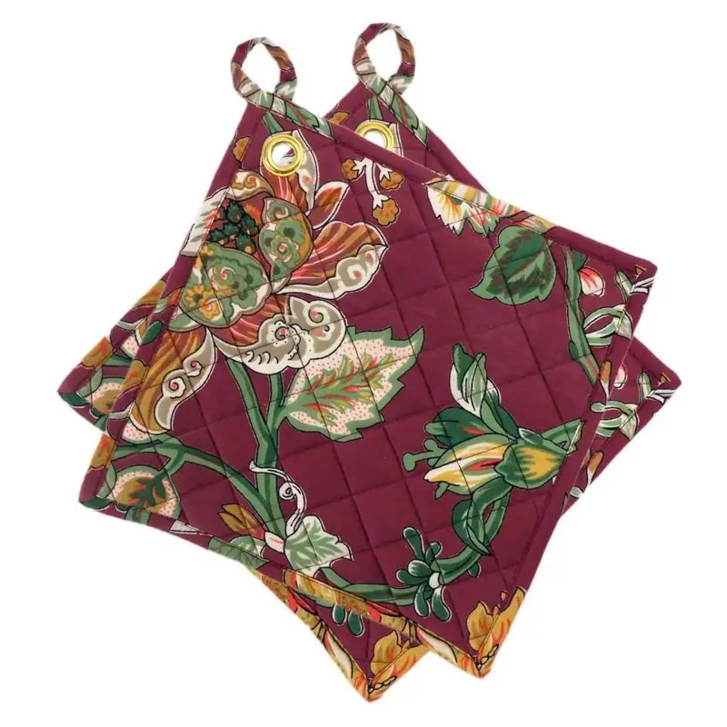 Pannenlappen set-van-2 Romee Darkred 25x25cm