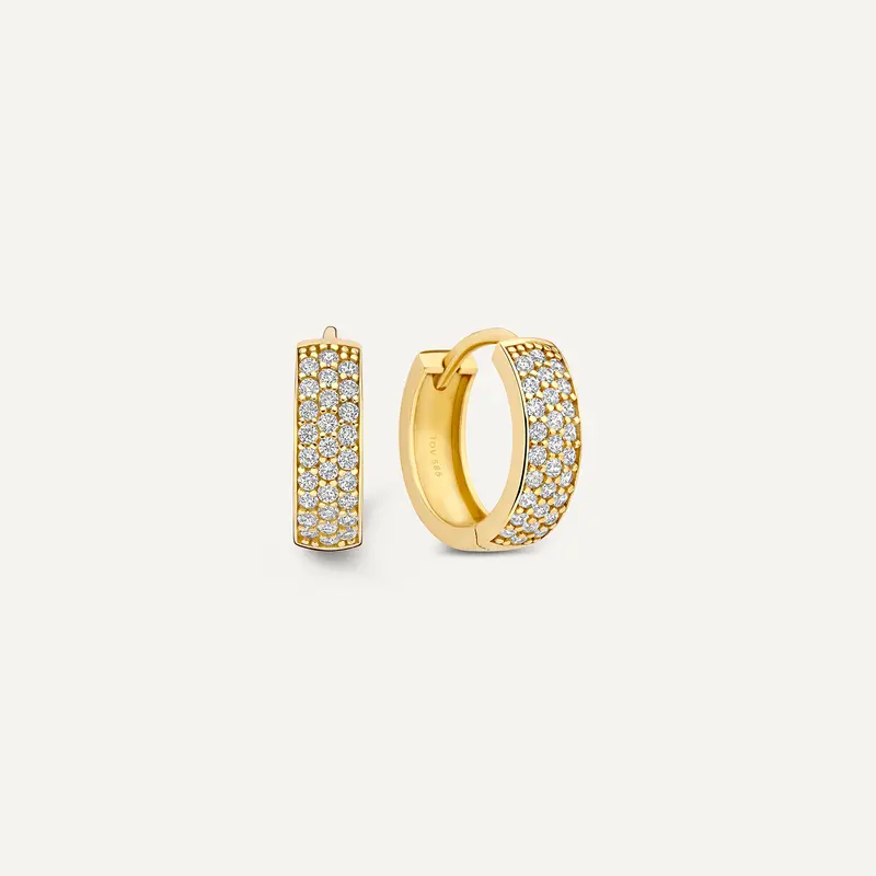 Pavé Cubic Zirconia Bold Huggie Hoops (12mm)