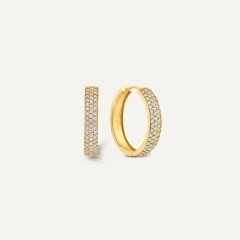 Pavé Cubic Zirconia Bold Medium Hoops (18mm)