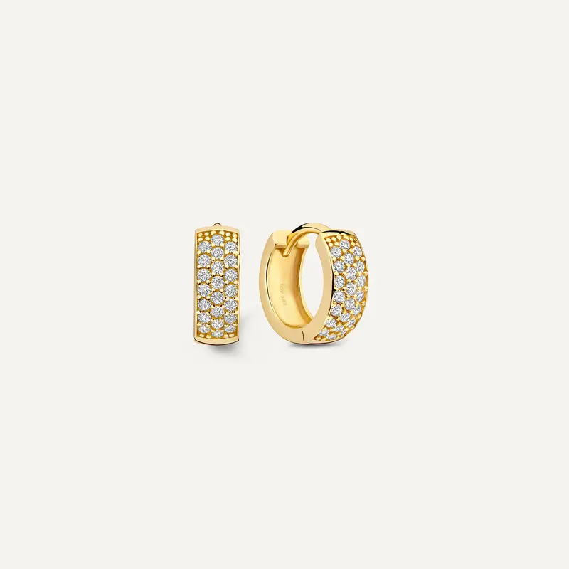 Pavé Cubic Zirconia Bold Small Huggie Hoops (10mm)