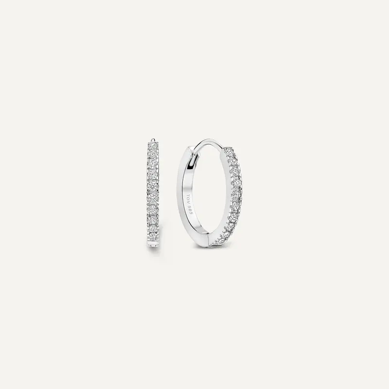 Pavé Cubic Zirconia Huggie Hoops (12mm)