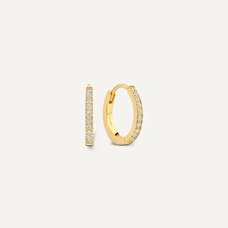 Pavé Cubic Zirconia Huggie Hoops (12mm)
