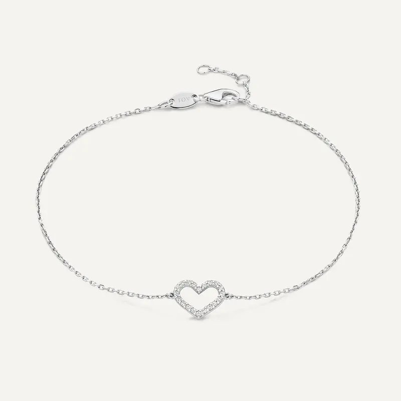 Pavé Cubic Zirconia Open Heart Bracelet