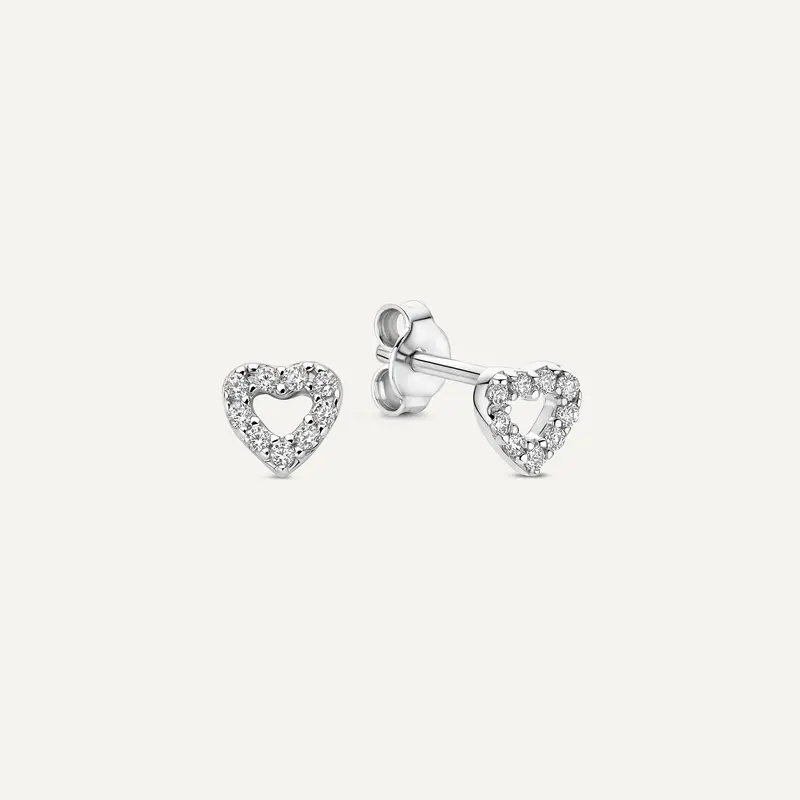 Pavé Cubic Zirconia Open Heart Studs