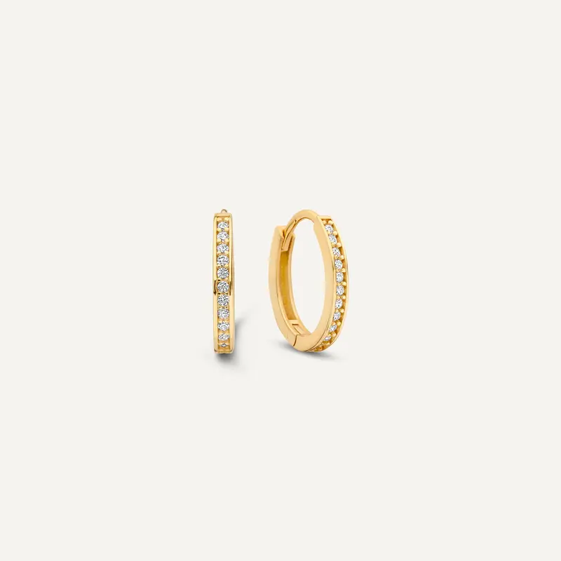 Pavé Cubic Zirconia Oval Huggie Hoops (12mm)