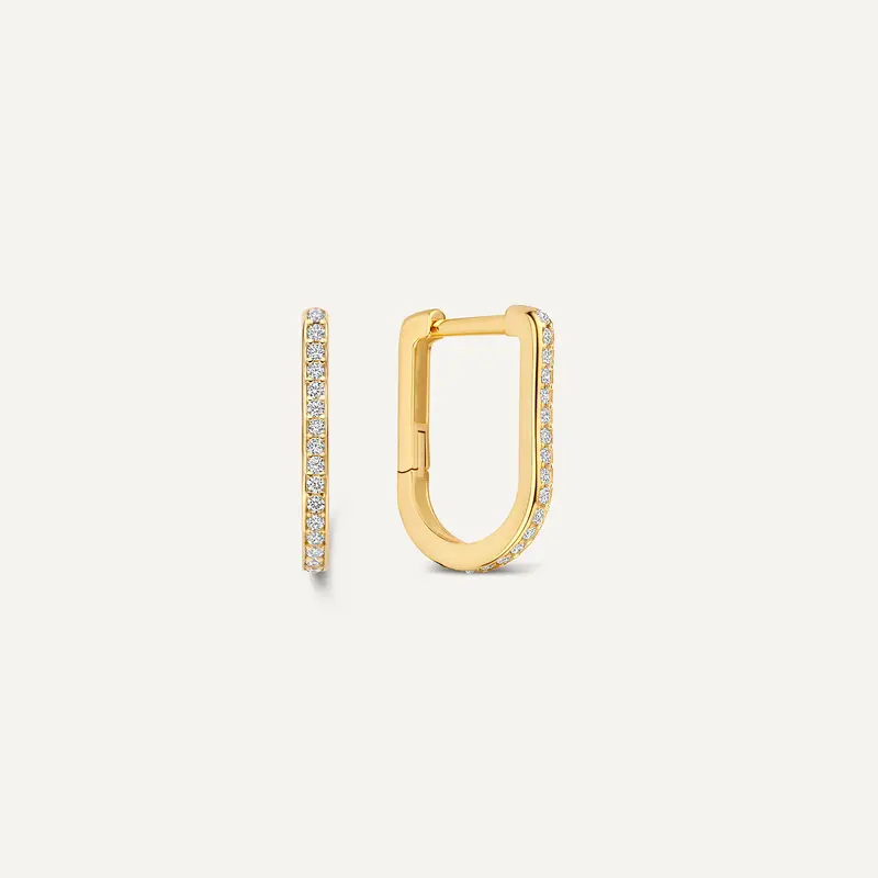 Pavé Cubic Zirconia Small U Hoops (15mm)
