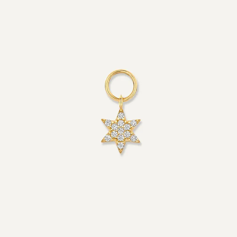 Pavé Cubic Zirconia Star Hoop Charm