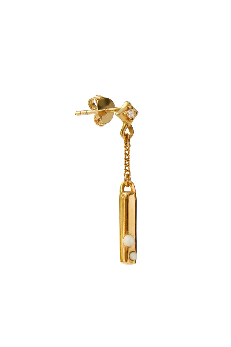 Pearl Bar Stud Earring - Gold
