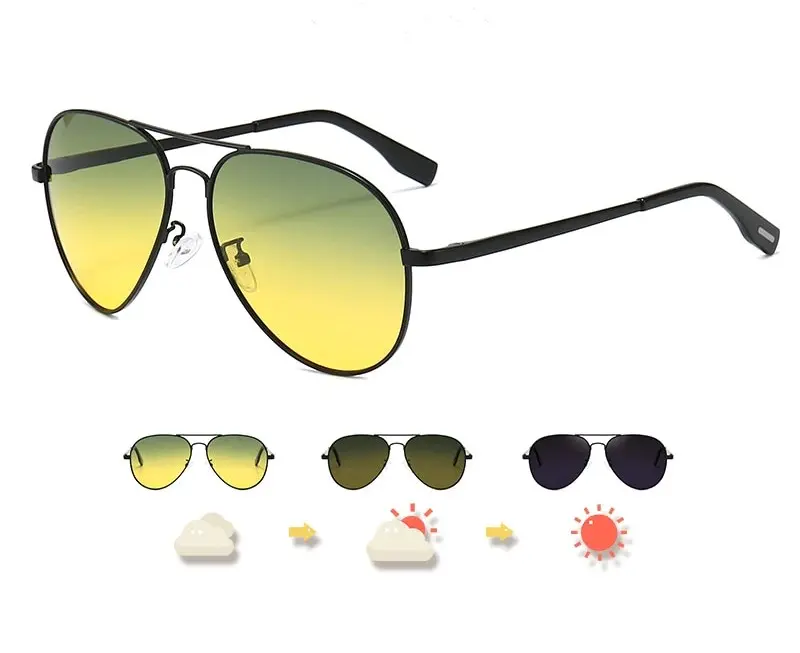 Pilotensonnenbrille mit polarisierten, fotochromen Gläsern für Sommer 2025