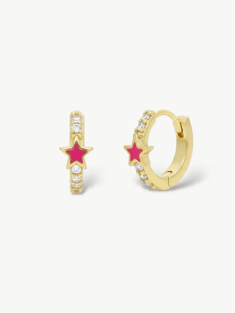 Pink Star Hoop Earring