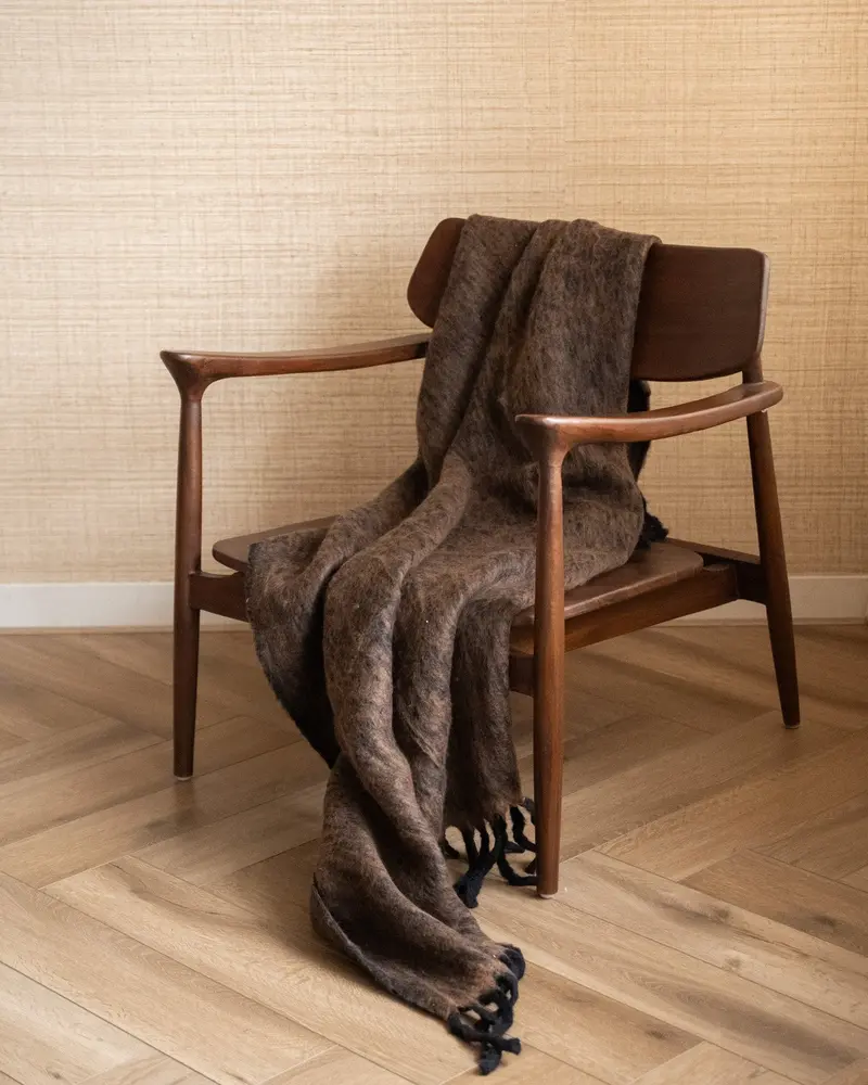 Plaid Wool Blend Bruin