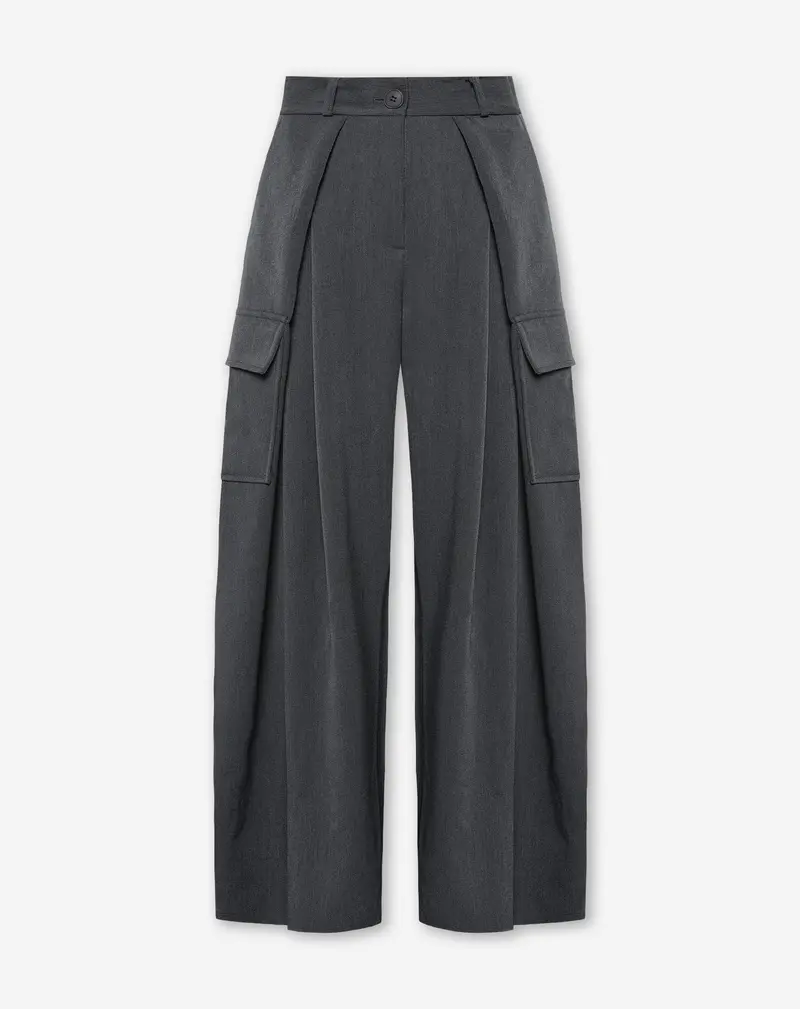 PLEATED CARGO PANTS PETITE GRIJS