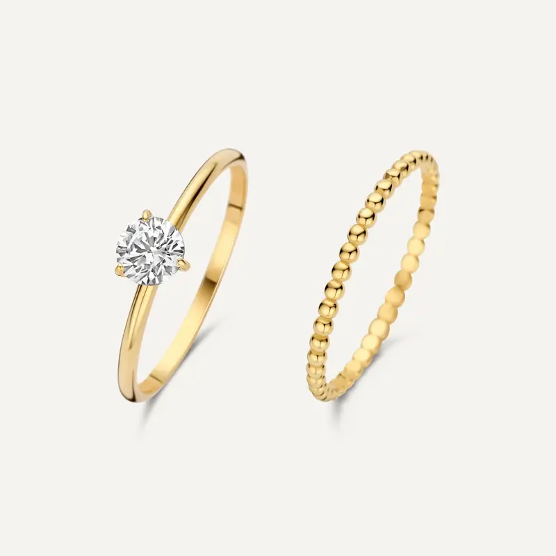 Prong Beaded Zirconia Rings Set
