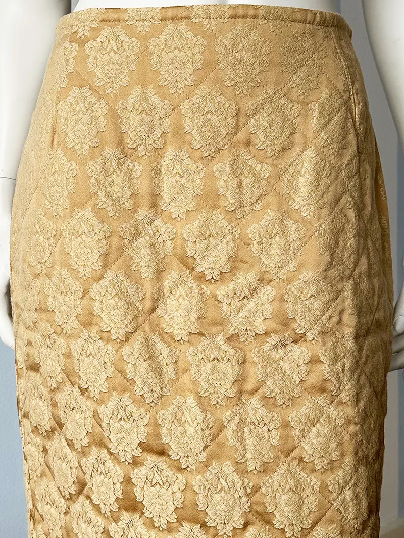 Quilted camel kokerrokje