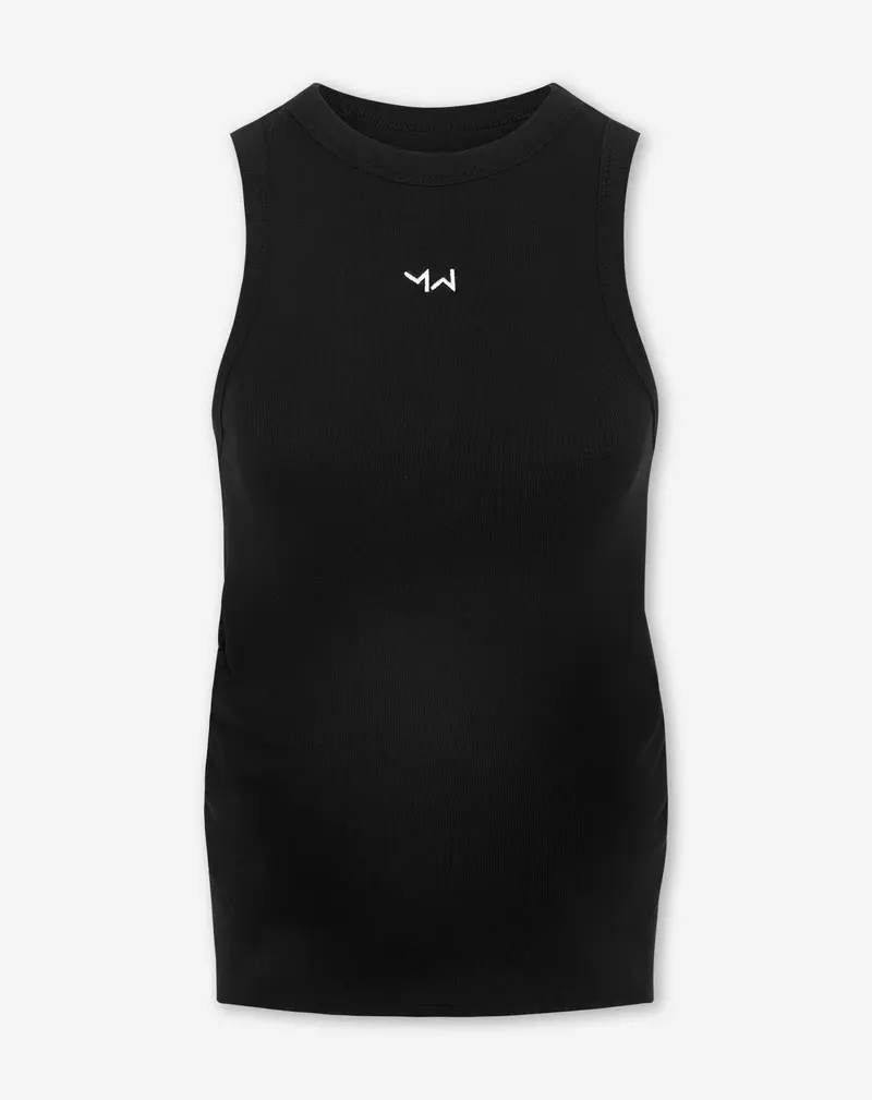 RACERBACK EMBROIDERY RIB TOP MATERNITY ZWART