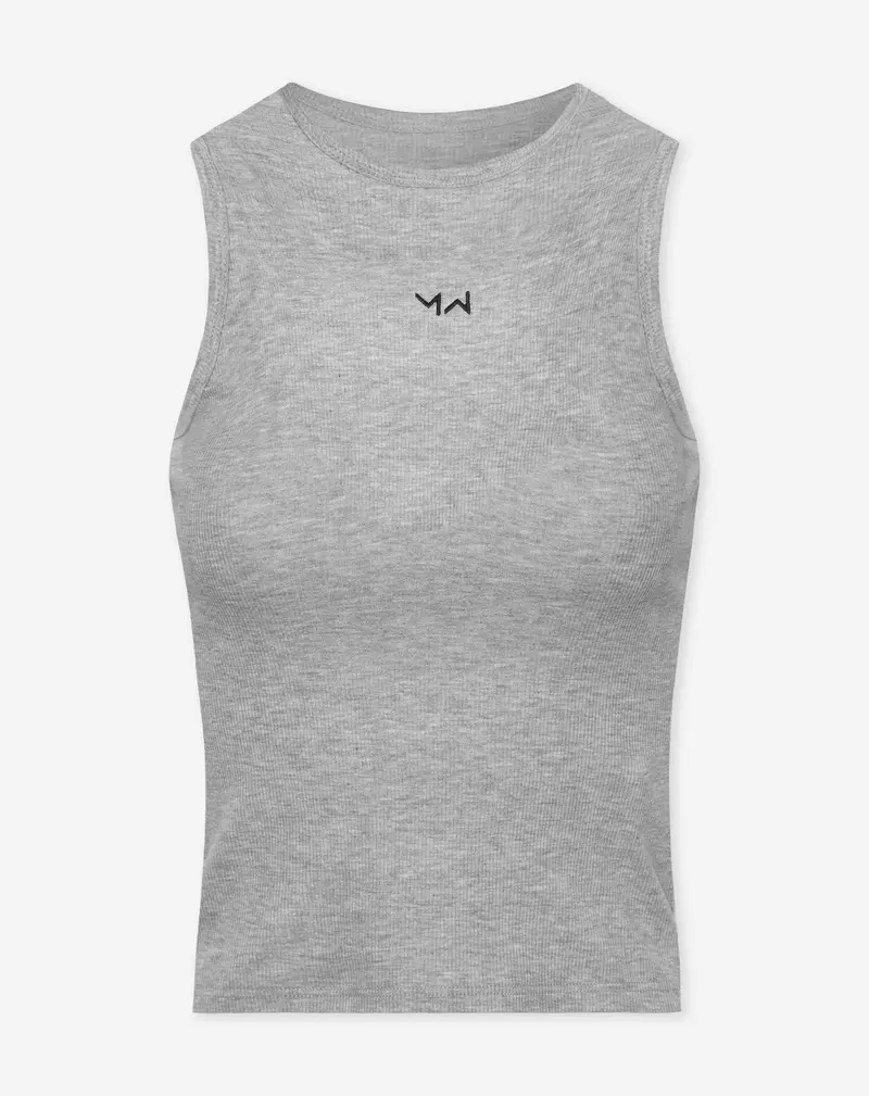 RACERBACK EMBROIDERY TOP GRIJS MELANGE