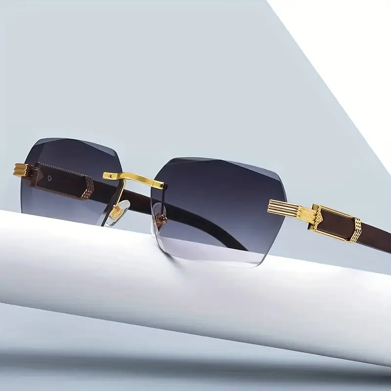 Randlose Sonnenbrille mit Rechteckigen Gläsern und Kunstholz-Bügel – Verro