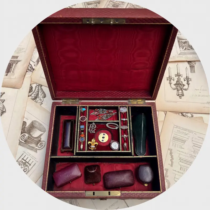 Red Jewellery Box, engraved 'Jan 17th 1888'