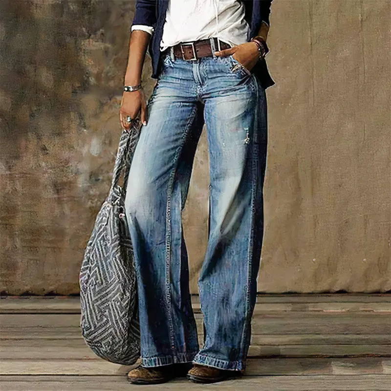 Retro High-Waist Denim Damenjeans - Emma Herbstzauber Edition