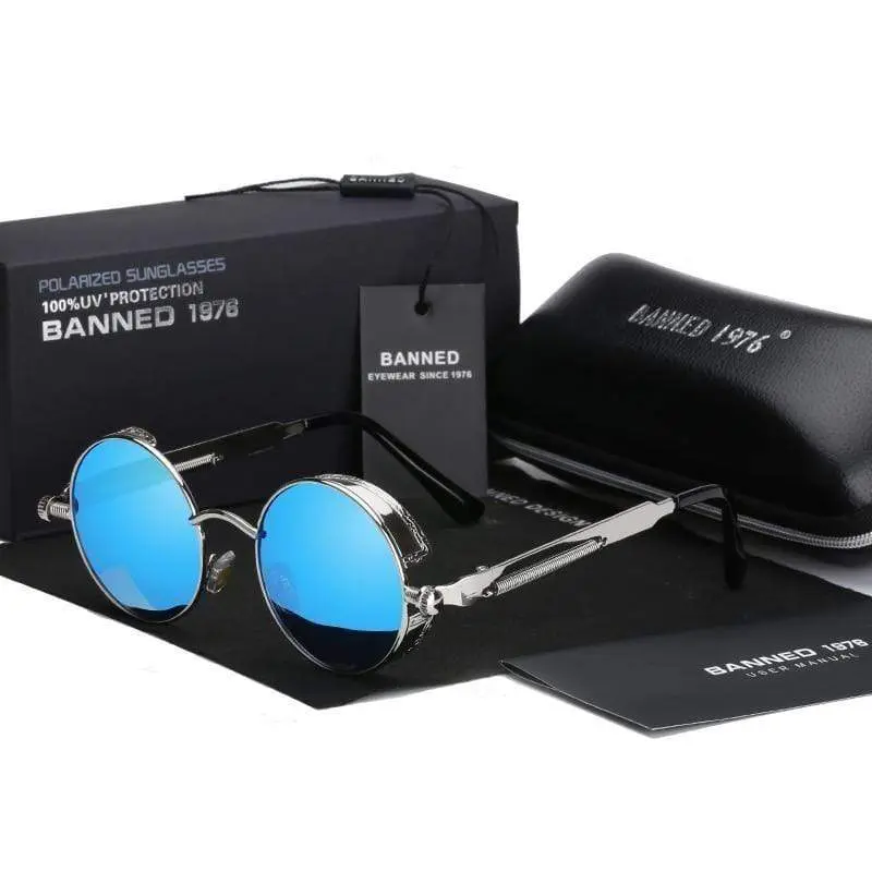 Retro Runde Gepolarisierte Steampunk Sonnenbrille – Argo