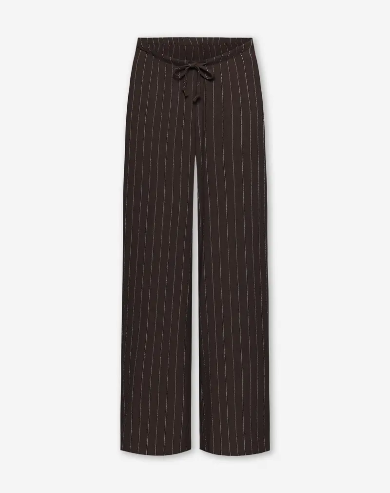 RHODE LINEN PULL ON PANTS MATERNITY PETITE PIN STRIPE BRUIN