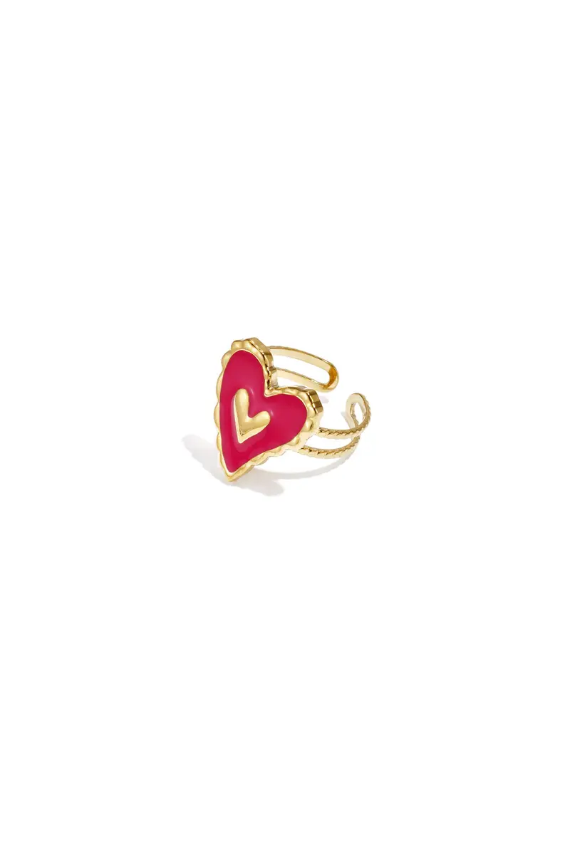 Ring verstelbaar - Hartje rood