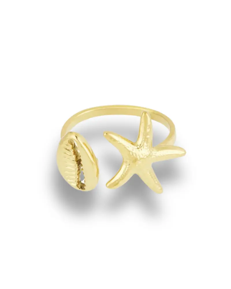 Ring verstelbaar - Zeester en schelp