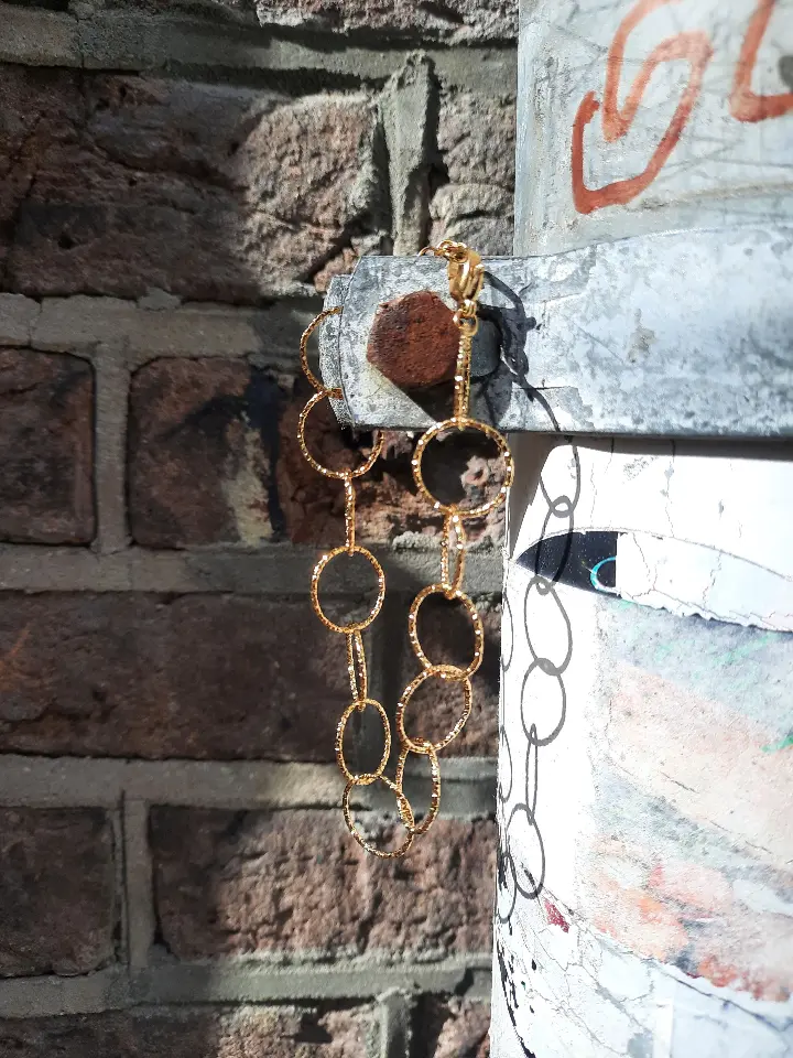 roestvrij staal schakel armbandje, goudkleurig