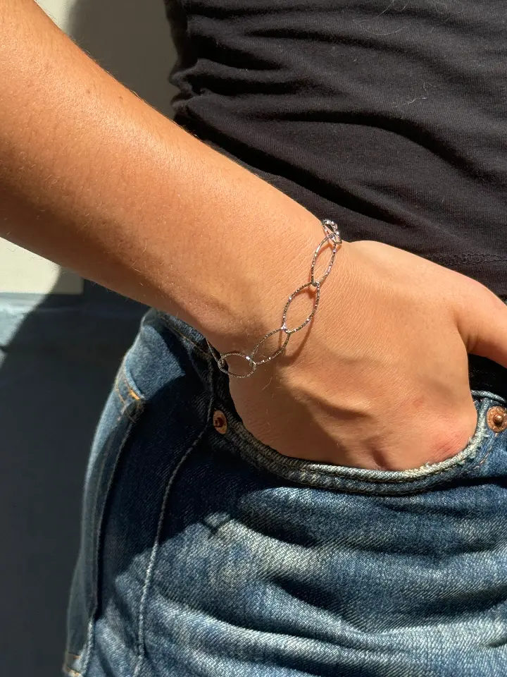 roestvrij staal schakel armbandje, zilverkleurig