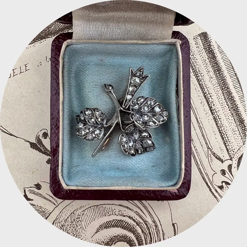 Rose-Cut Diamond Branch Pendant Brooch
