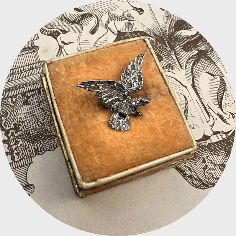 Rose-Cut Diamond Eagle Pin