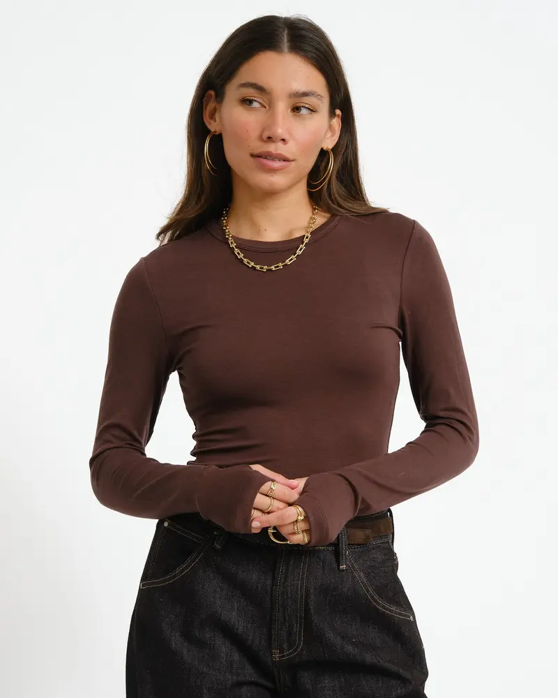 Rouge Maple O-Neck Tee Seal Brown