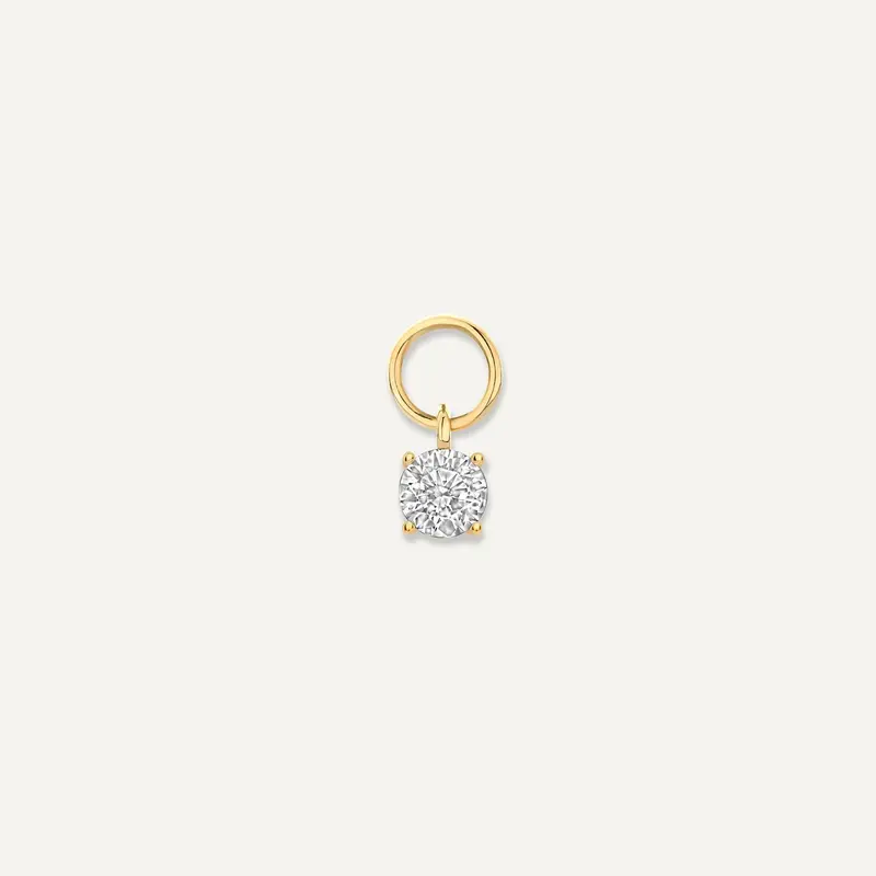 Round Cut Cubic Zirconia Hoop Charm