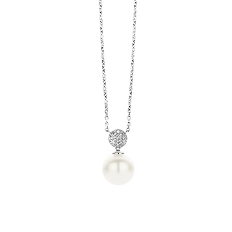 Round Zirconia Pearl Necklace