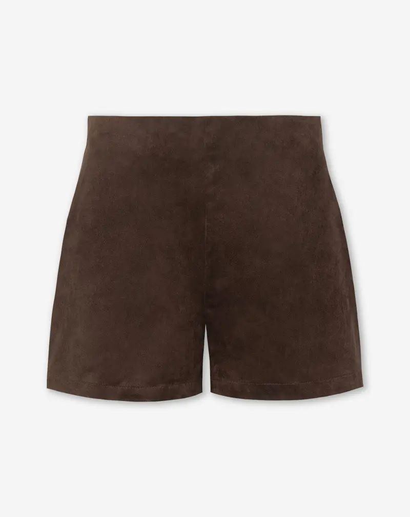 ROWAN SUEDE SHORTS DONKERBRUIN