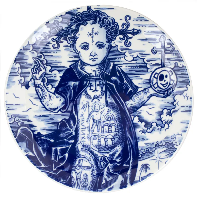 Royal Delft x Schiffmacher Wandbord Memento Mori Porselein | Delfts Blauw