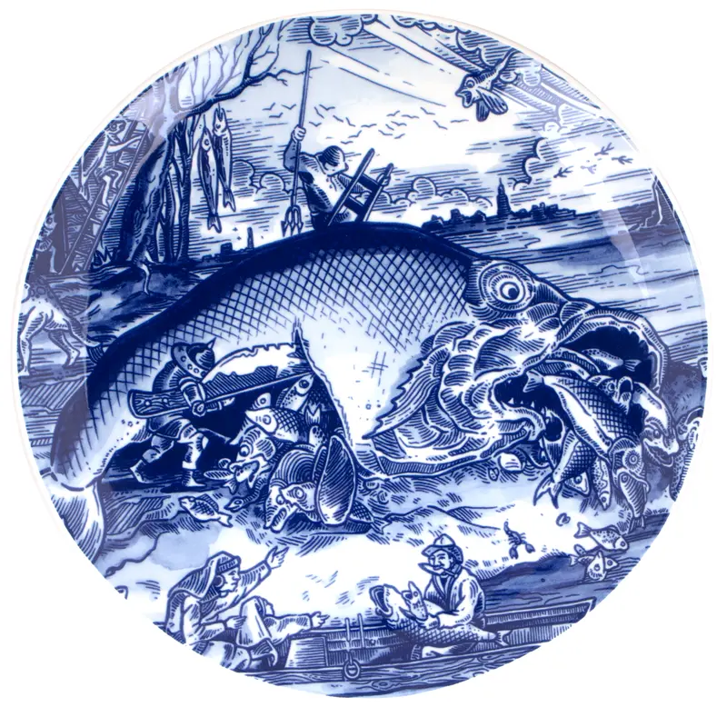 Royal Delft x Schiffmacher Wandbord Pisces Bruegel Porselein | Delfts Blauw