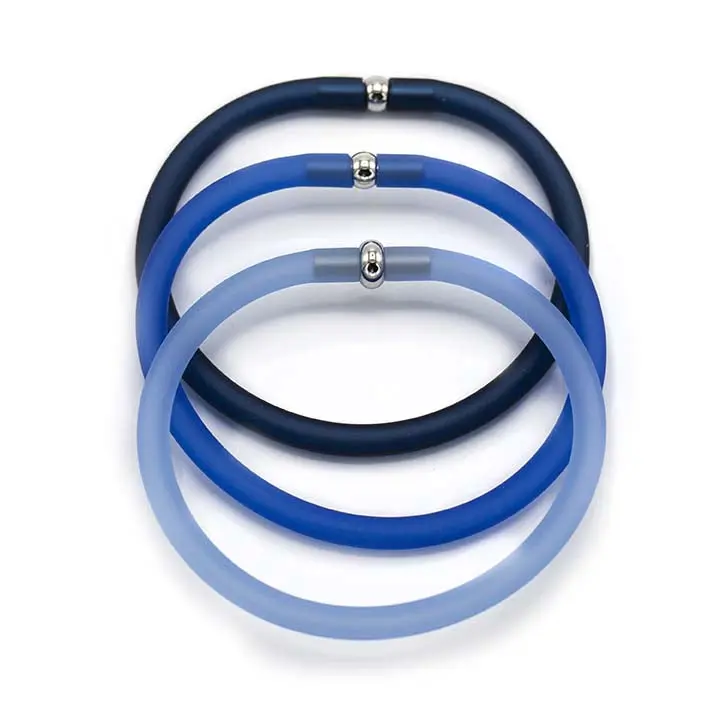 Rubber armbandjes blauw mix 3x
