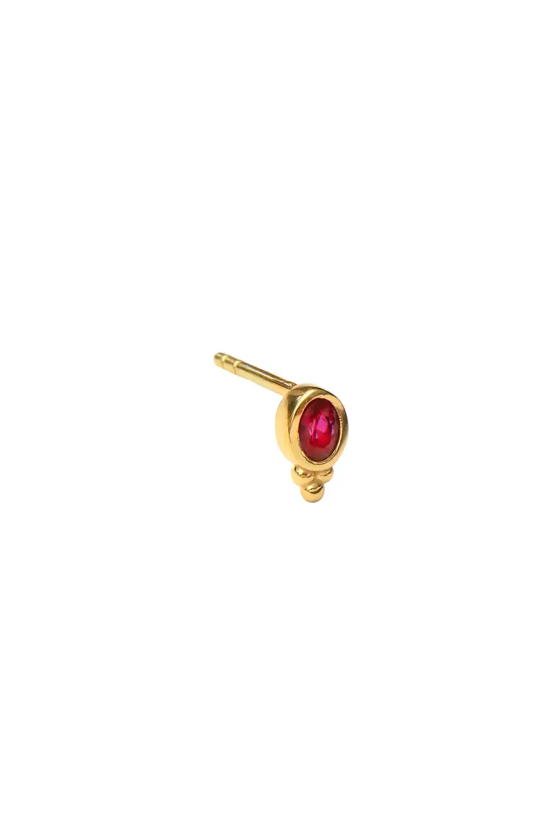 Ruby Oval Stud Earring - Gold