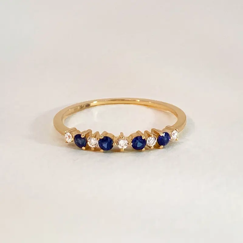 Sapphire & Diamond Row Ring