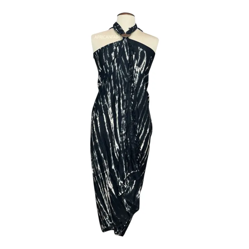 Sarong / pareo - Beachwear wrap skirt - Black X