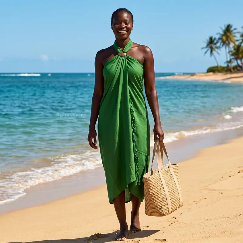 Sarong / pareo - Beachwear wrap skirt - Green