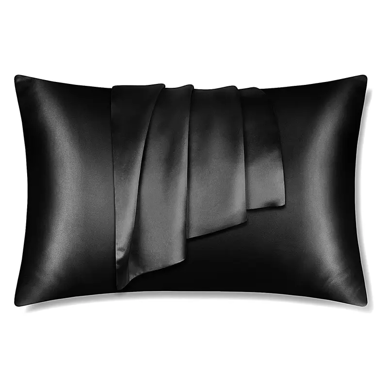 Satin pillow case black 60 x 70 cm pillow size - Silky satin pillowcase / cushion cover