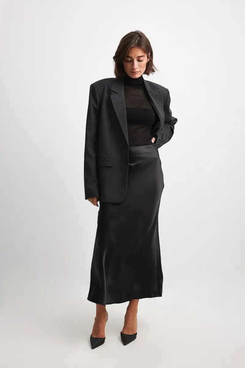Satinierten Damenrock mit Hoher Taille – Elena Herbstzauber Edition