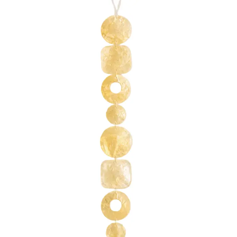 Schelpenslinger Capiz Freestyle zachtgeel 5x5x180cm