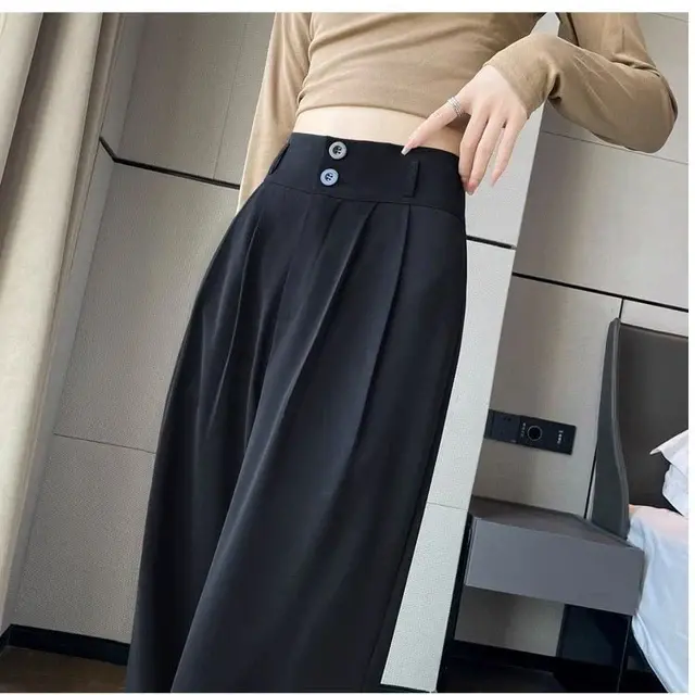 Schwarze Damen High Waist Palazzo-Hose – Elara Herbstzauber Edition