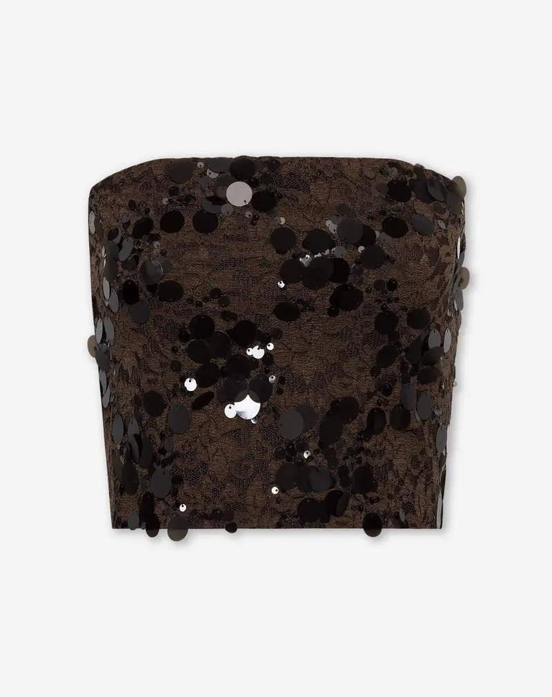 SEQUIN LACE BANDEAU TOP BRUIN