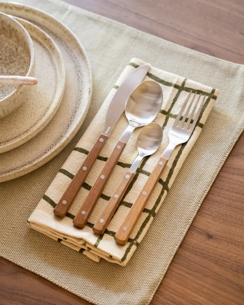 Set van 16 - HKLIVING Bestekset Hout