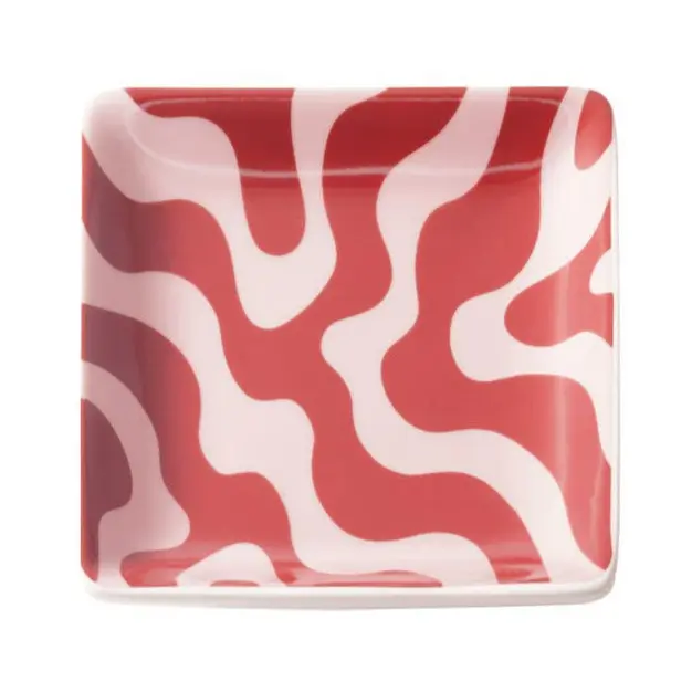 Sieradenschaaltje Dizzy Days Vierkant rood roze 11x11cm