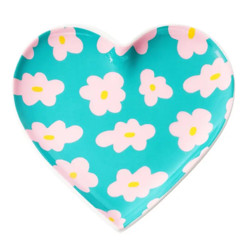 Sieradenschaaltje Dromerig Hart turquoise roze M 11cm